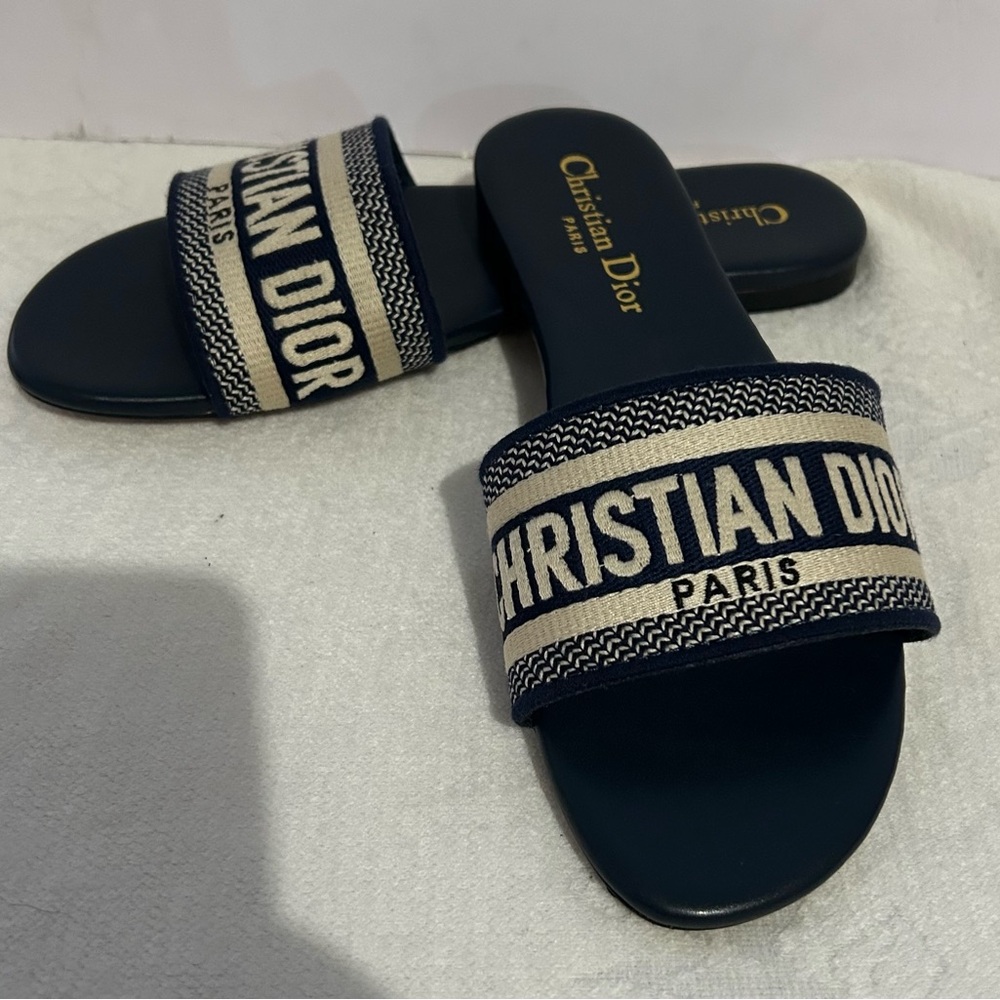 Navy Blue Slide Sandals - Picture 3 of 3